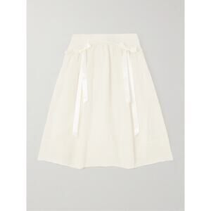 Simone Rocha Bow-embellished Ruffled Cloqu Midi Skirt - XXS - White